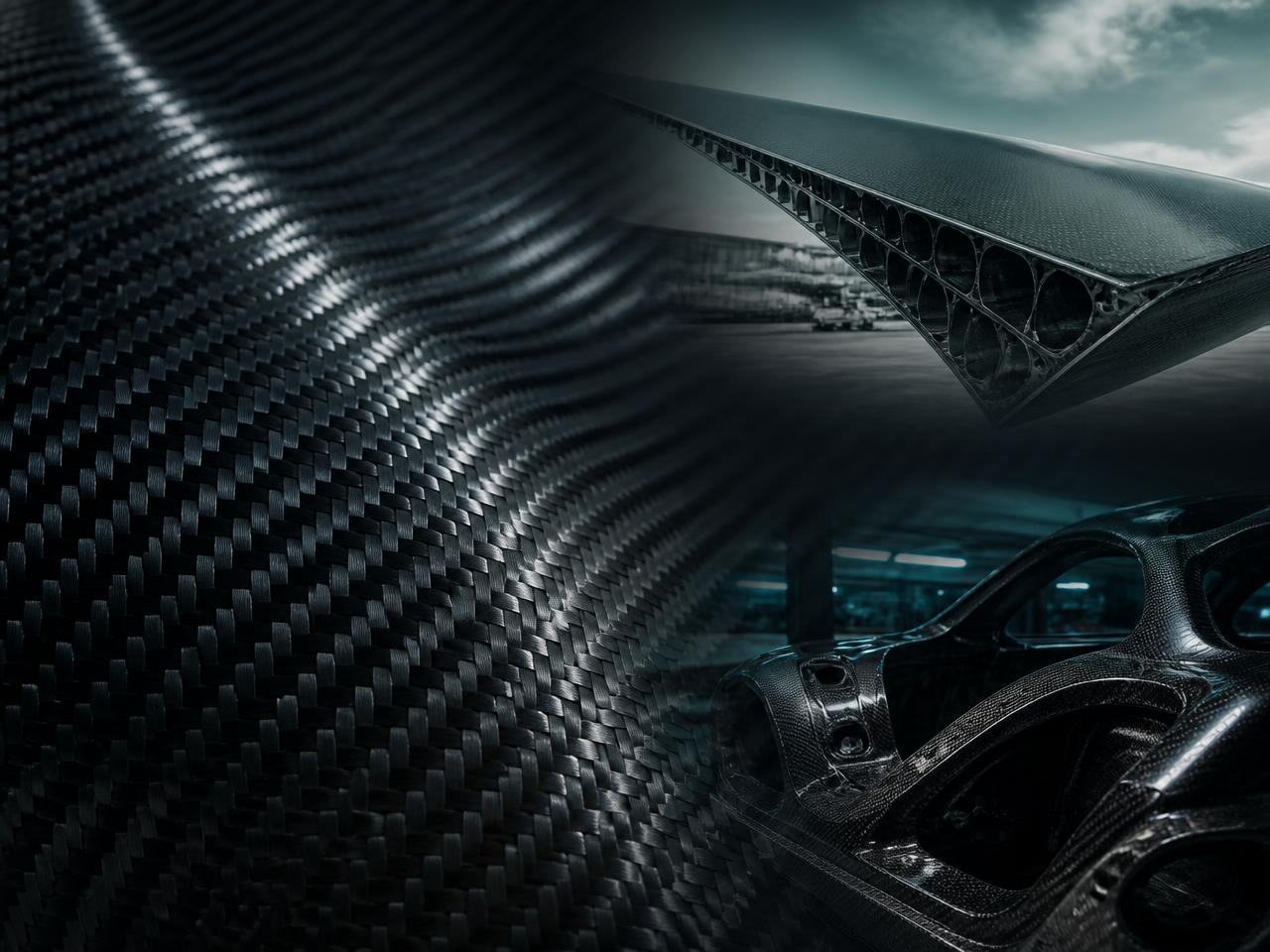 Woven carbon fibre composite blended with aerospace and automotive structural applications